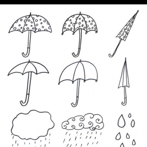 Umbrellas rain drops doodle brushes Photoshop Brushes - Free Brushes ...